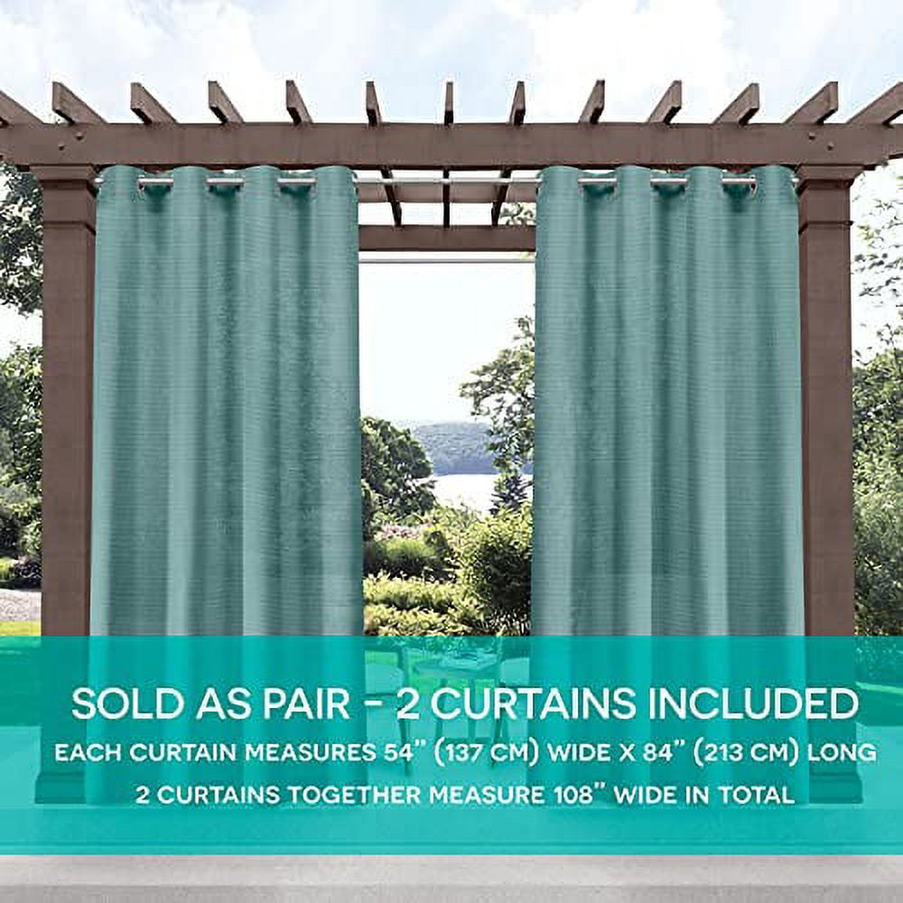 Exclusive Home Curtains Miami Semi-Sheer Textured Indoor/Outdoor Grommet Top Curtain Panel Pair, 54x96, Teal
