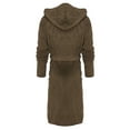 thumbnail image 5 of MAWCLOS Men Dressing Gown Long Sleeve Wrap Robe Hooded Bath Robes Mens Warm Towelling Lounge Nightwear Brown 2XL, 5 of 8