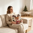 thumbnail image 6 of 4‑Pack Cream Linen Christmas Throw Pillow Covers 18 Inch, Stocking Gingerbread Reindeer Wreath Cushion Cases for Sofa Couch Xmas Holiday Home Decor, 6 of 9