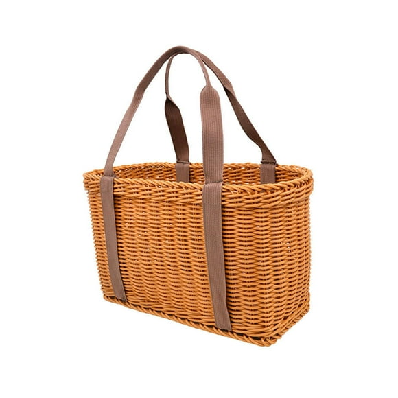 Picnic Hamper Woven Shopping Basket Storage Serving Basket Reusable with Handle Market Basket Woven Grocery Bag for Shopping Camping L