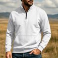 thumbnail image 2 of Hngshg Mens Sweatshirts Trendy Quarter Zip Stand Neck Solid Color Tops Long Sleeve Pocket Pullover Sweatshirts, 2 of 6