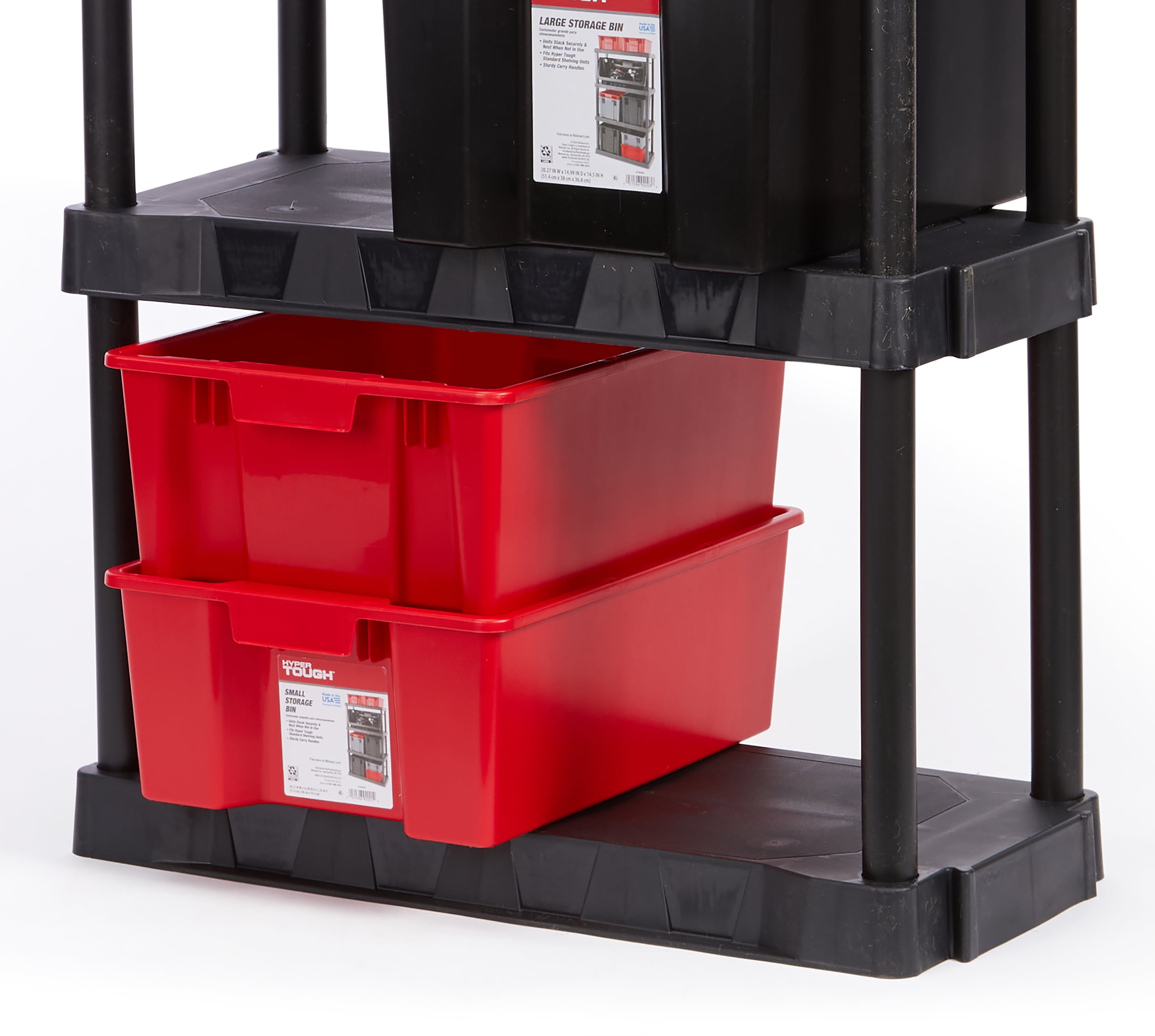 Hyper Tough Garage Plastic Stacking Open Storage Bin, Small, Red, No Lid