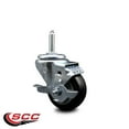thumbnail image 2 of 3 Inch Black Poly Wheel Swivel 3/4 Inch Threaded Stem Caster with Brake, 2 of 2