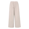 thumbnail image 4 of Garbnen Cotton Linen Pants Women Casual Baggy Drawstring Wide Leg Pants for Women Summer Beach Vacation Women Trousers with Pocket, 4 of 5
