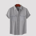 thumbnail image 5 of Jkety Mens Shirts Men's Shirts Short Sleeve Button Down Lapel Tops Summer Casual Lightweight Breathable Shirts Grey,XL, 5 of 5