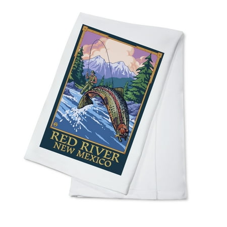 Red River, New Mexico - Fly Fishing Scene - Lantern Press Artwork (100% Cotton Kitchen (Best Fishing In New Mexico)