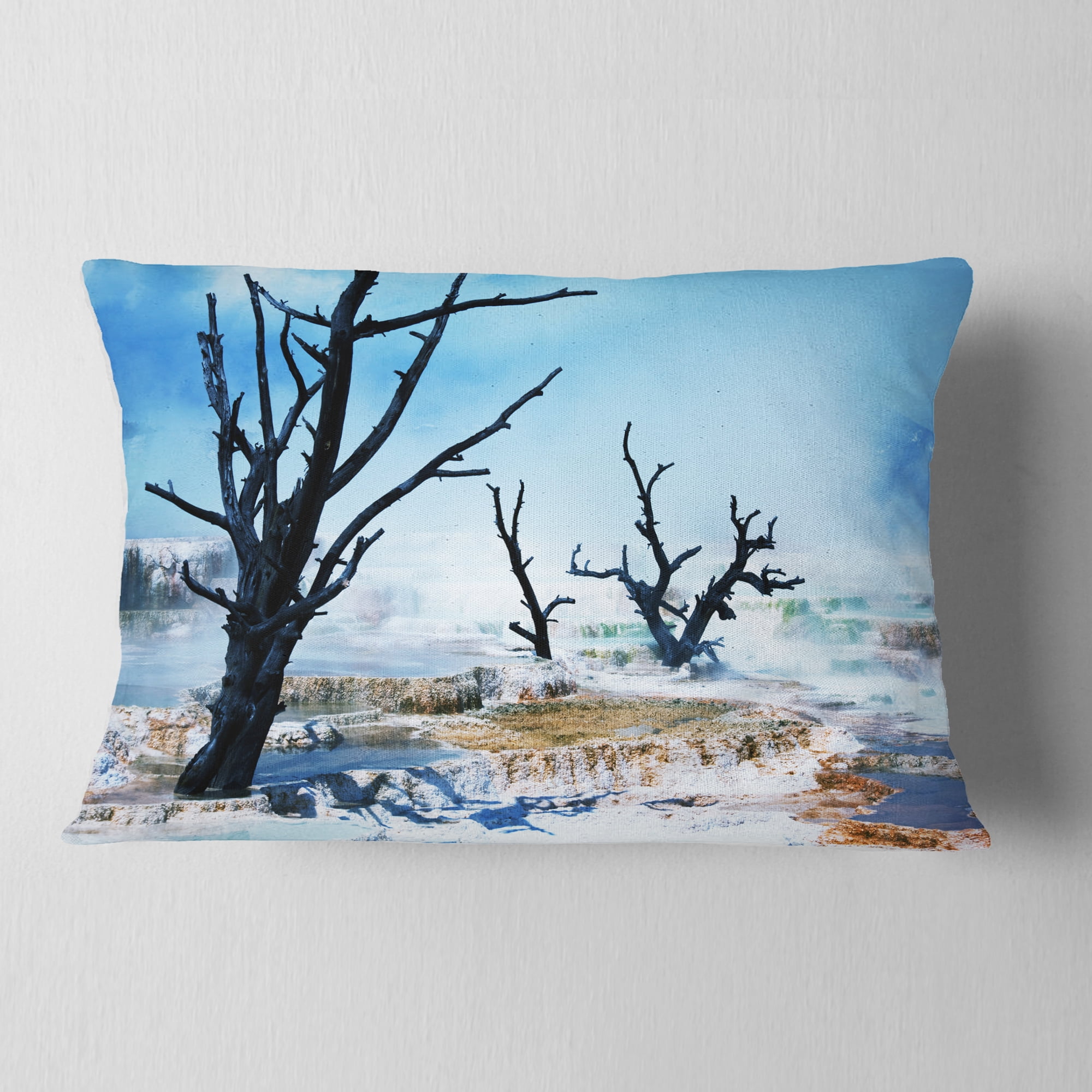 Designart Beautiful Land with Large Dry Trees - Landscape Printed Throw Pillow - 12x20