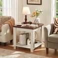 thumbnail image 7 of Buildhom Farmhouse End Table, Large 2-Tier Side Table with Storage Shelf, Rustic Brown Square Tea Table for Living Room, White, 7 of 7