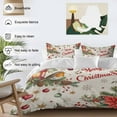 thumbnail image 3 of Christmas Bird Bedding Duvet Cover Set Full Size 4 Pieces Poinsettia Floral Holly Fruit Xmas Ball Linen Bedding Set with Zipper Closure, 1 Comforter Cover 86x86 Inches 1 Flat Sheet & 2 Pillow Cases, 3 of 7