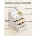 thumbnail image 4 of Makeup Organizer Countertop,Large Vanity Organizer PU Leather Make up Storage with 4 Drawers Skincare Organizer Cosmetic Display Case for Lipstick,Brushes-Apricot White, 4 of 17