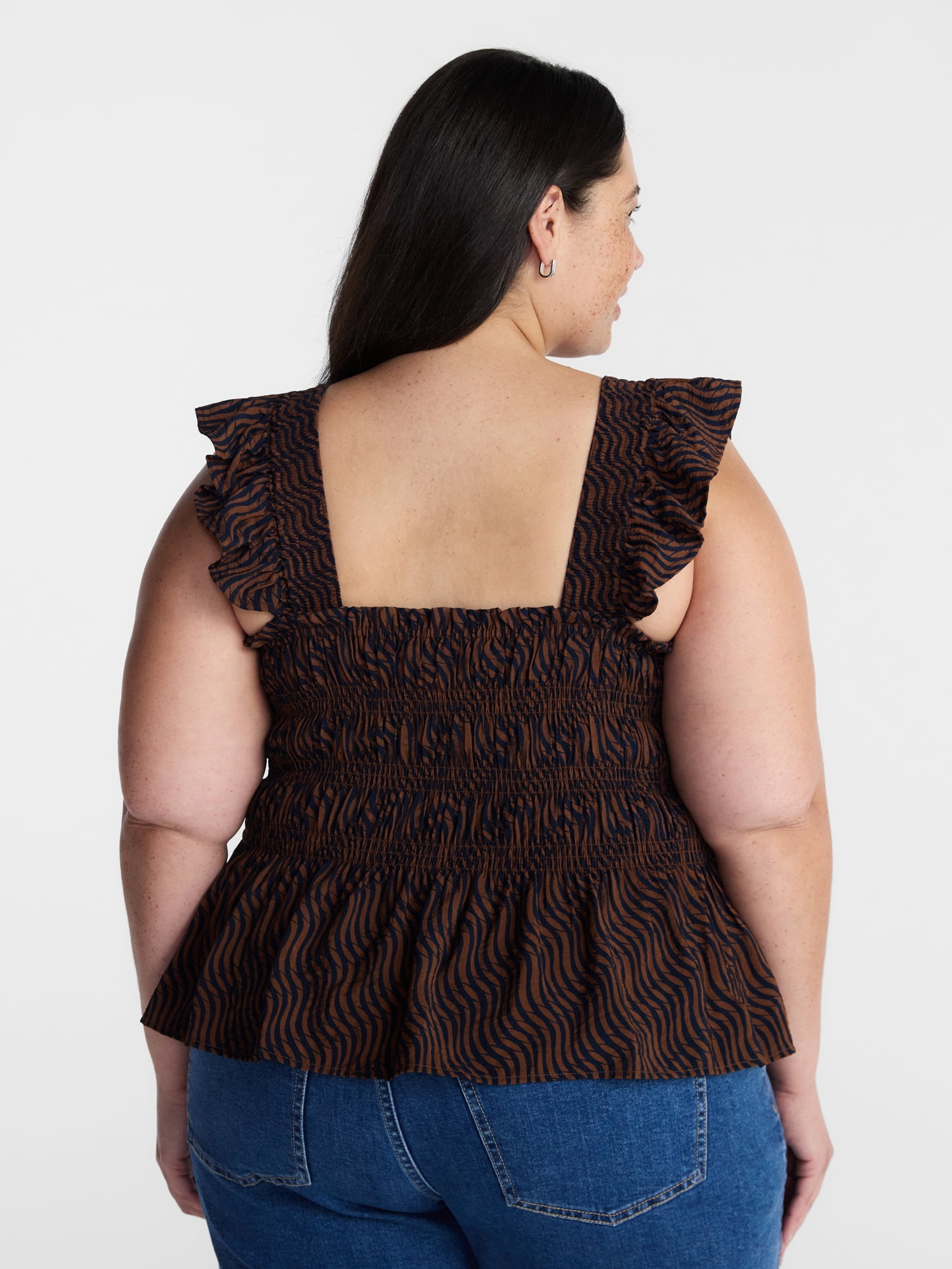 Terra & Sky Women’s Plus Sleeveless Smocked Tank Top, Sizes 0X-5X