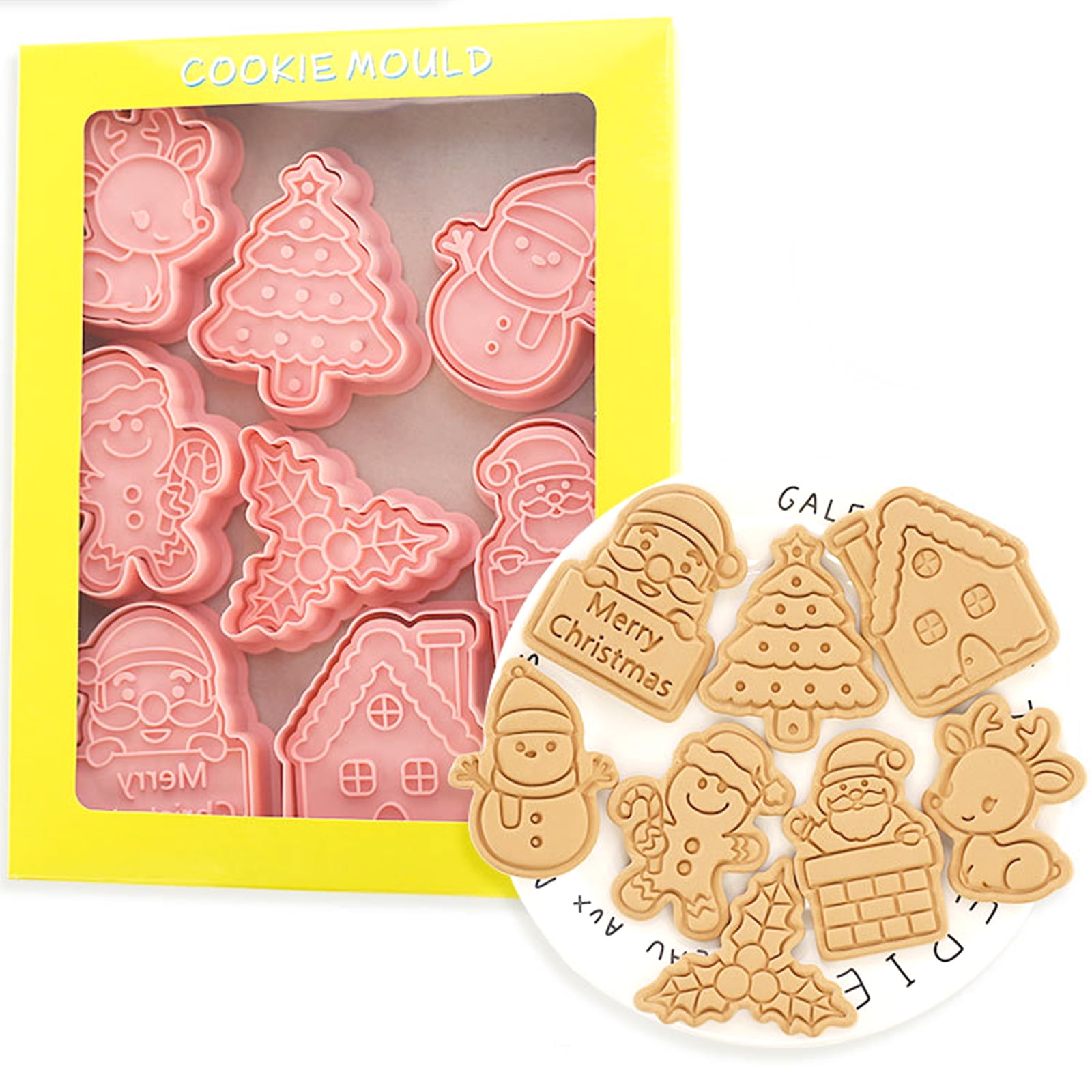 8 pcs Mouse Cookie Stamp, Cartoon Stamped Embossed Cookie Cutter Molds,  Children's Baking Set, for Cookie Baking Supplies, Kids Birthday Party