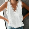 thumbnail image 5 of Scyoekwg Women's Spaghetti Strap Tank Top Basic Sling Camisole Casual Summer Loose Sleeveless V-Neck Lace Pompoms Tank Tops Solid Color T Shirts (White,XXL), 5 of 8
