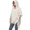 thumbnail image 2 of QQAMB Women's Cable Knit Poncho Sweater Casual Hooded Pullover Shawls Wraps Warm Fashion Tassels Shawl with Decorative Button, 2 of 8