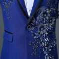 thumbnail image 4 of Iugvhana Mens Suits Slim Fit 2 Piece Formal Luxury Embroidered Suits 1 Button Print Dinner Blazer Jacket Pants Wedding Elegant Dress Suit Blue XXL, 4 of 7