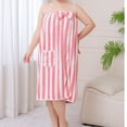 thumbnail image 6 of Kaemgyyd Towel Wrap for Women Cute Bow Plush Bath Robe Lightweight Striped Fuzzy Wrap Around Towels with Pockets, 6 of 7