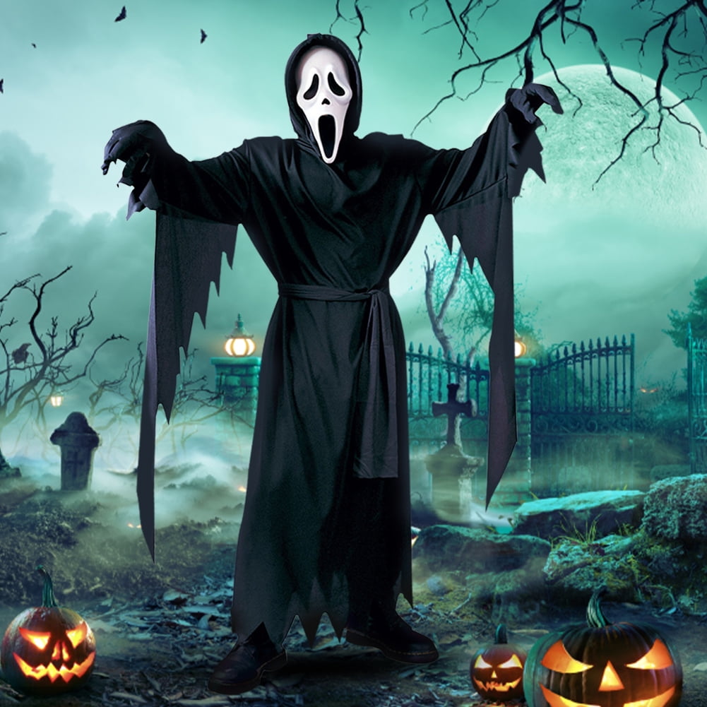 Disfraz De Segador Con Guadaña Y Máscara Luminosa – Perfecto Para Halloween Y Cosplay De Scream
