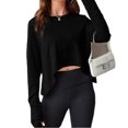thumbnail image 5 of Long Sleeved Women Solid Athletic Crop Shirt Tee, 5 of 7