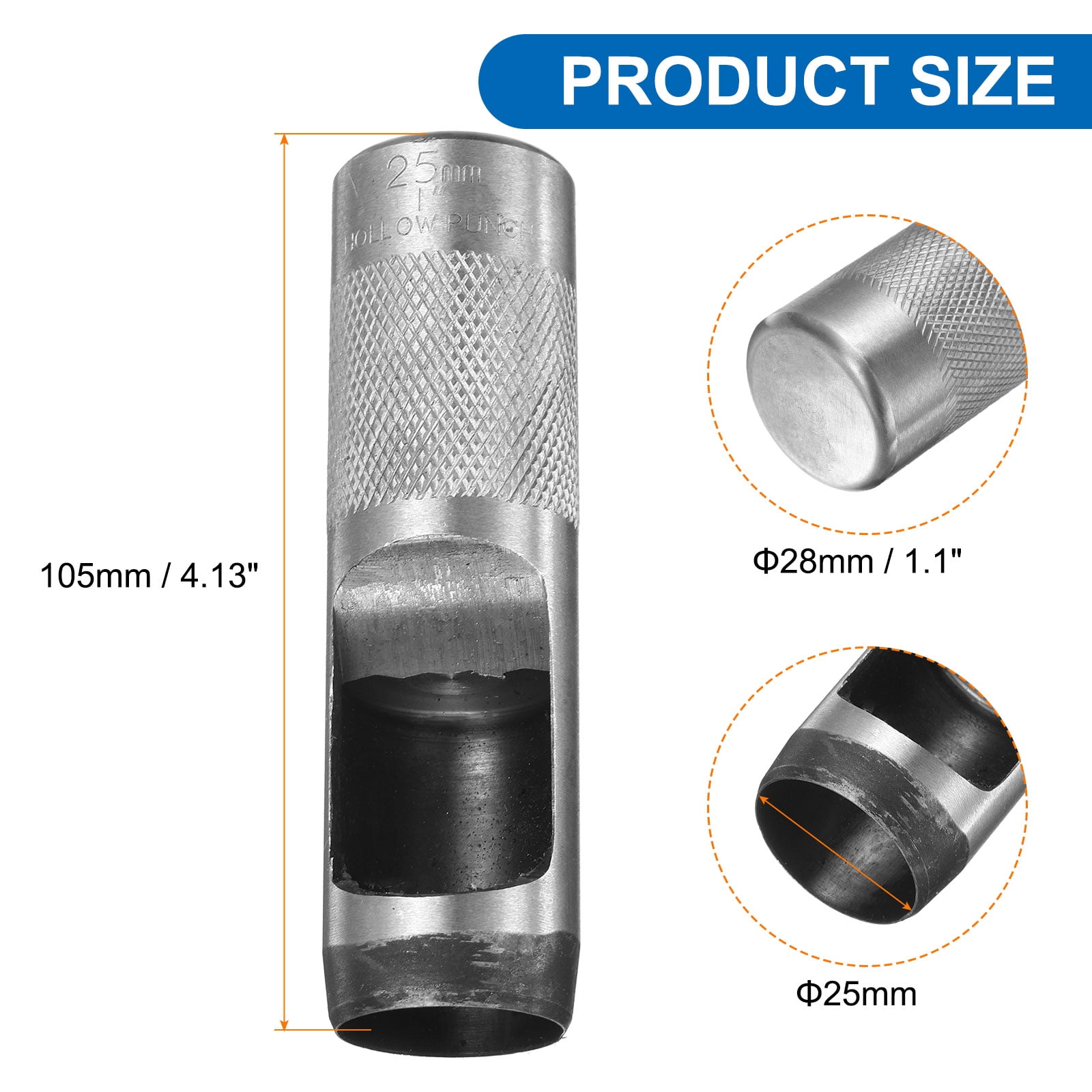 Uxcell Leather Round Hole Punch, 25mm Hollow Hole Puncher Cutter Carbon Steel Tool