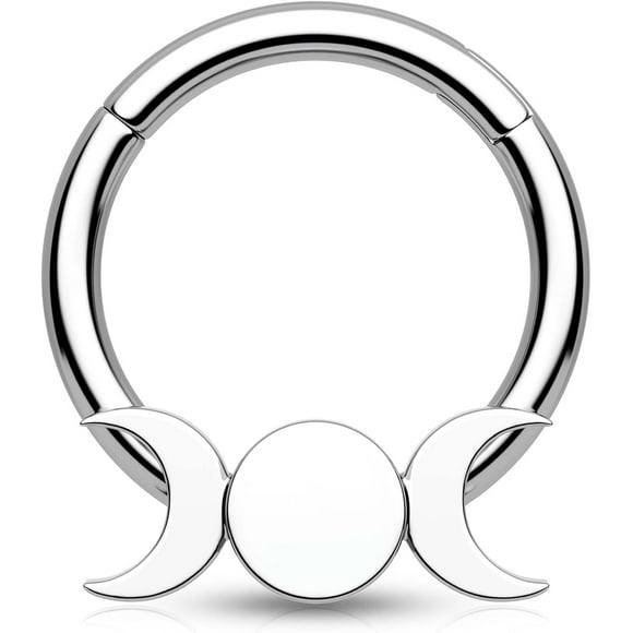 shiyou-Moon Phase Septum Ring 316L Stainless Steel Daith Piercing Jewelry 16G Septum Jewelry for Women Septum Daith Helix Piercings Jewelry