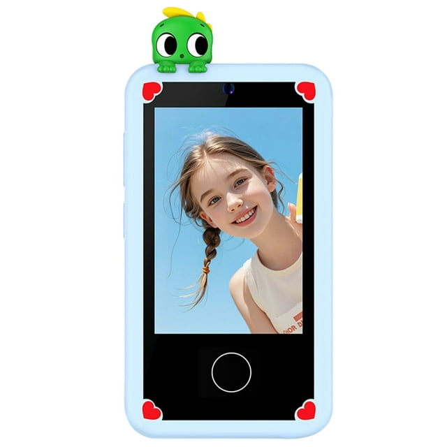 Blue Kids Simulation Phone Toy Rechargeable Touch Screen Camera With Drawing Piano Puzzle Games Alarm Clock Early Learning Electronic Device