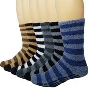 Debra Weitzner Mens Non Skid Grip Warm Fuzzy Socks 6 Pairs Ultra Soft