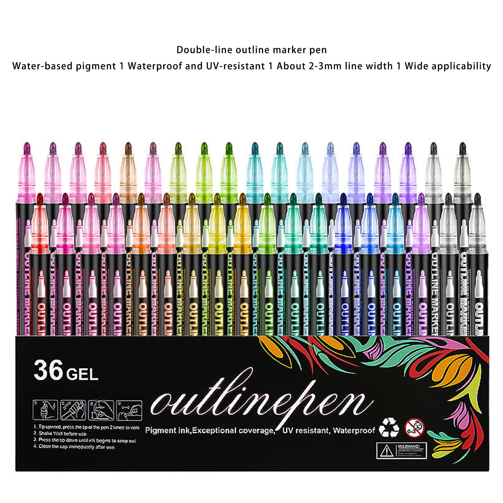 Marker Pen Smooth Flowi Double Line Glittering Gel Pen For Drawing Writing On Multiple Surfaces Fade Resistant Art Tools