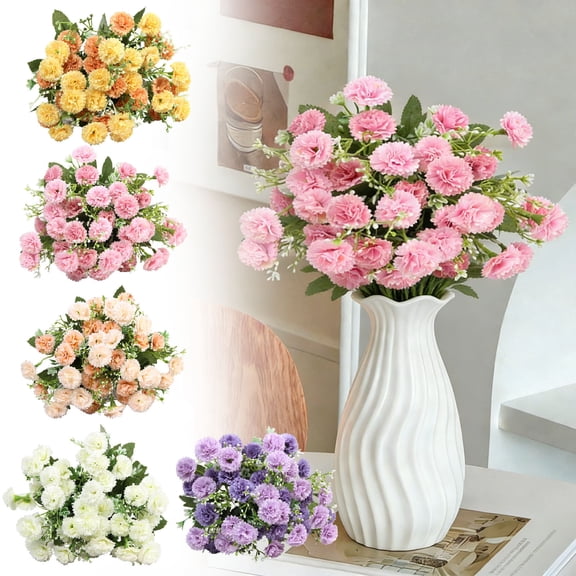 Artificial Flowers Hydrangea and Carnation Bouquet Small Fresh Silk Flowers for Wedding Home Display Vase Centerpiece Decoration by PALIFEUR