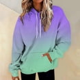 thumbnail image 2 of TRUBKH hoodies for women Fleece Sweatshirts womens long sleeve tops hoodie women pullover sweaters for women Sweatshirt With Gradient Letter Printed Pockets And Hooded Sweatshirt Purple XL, 2 of 5