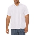 thumbnail image 1 of Cubavera Men's Contrast Insert and Stitching Short Sleeve Woven Shirt, Bright White, Large, 1 of 7