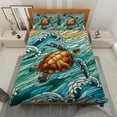 thumbnail image 3 of Lotusprinthandmade Sea Turtle 3D Quilt Bedding Set (White Binding) 5 Sizes (Made in Vietnam) (90x100), Ocean Animal Bedspread Coastal Decor for Sea Lovers, 3 of 6