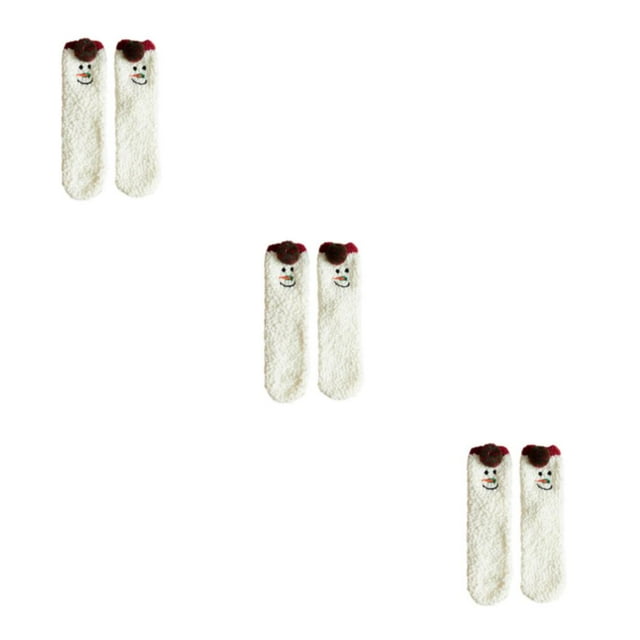 relayinert Expérience Confort avec Ces Chaussettes Moelleuses à Grand Application Bonhomme de Neige Coloré 3ensemble
