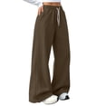 thumbnail image 2 of Sunnin Womens Wide Leg Sweatpants Contrast Drawstring Front Seams Side Pockets Relaxed Casual Lounge Trousers, 2 of 7