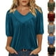 thumbnail image 1 of Camisas holgadas,Blusa de lentejuelas para mujer, manga corta, cuello en V, poliéster, informal, holgada, para uso diario, sopatenor, 1 of 8