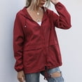 thumbnail image 4 of Women's waterproof windbreaker Light windbreaker jacket hooded windbreaker outdoor - Wine red, 4 of 5