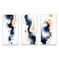 thumbnail image 2 of Designart "Suites of Distant Moods Gilded Ink Abstract I" Abstract Painting Framed Wall Art Set Of 3 - Blue Modern Frame Gallery Set For Office Decor, 2 of 6