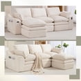thumbnail image 3 of CARZZI 103" Cloud Modular Sectional Couches for Living Room, Modern L Shaped Boneless Sofa Couch with Ottoman & 2 Lumbar Pillows, Comfy Corduroy Deep Seat 3 Seater Sofa (Beige) | No Assembly Needed, 3 of 7