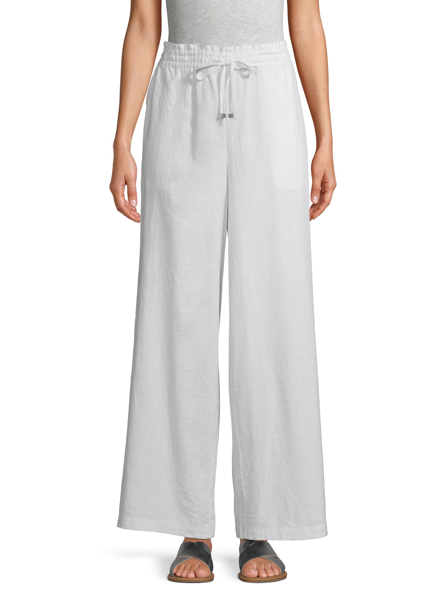 Time and Tru Women's Linen-Blend Pants - Walmart.com - Walmart.com