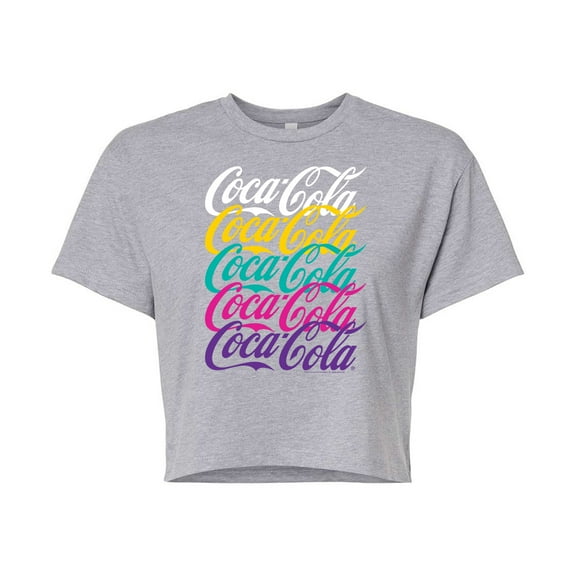 Coca-Cola - 90's Retro Logo Stacked - Juniors Cropped Cotton Blend T-Shirt