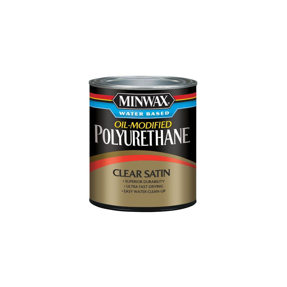 Minwax Water Based OilModified Polyurethane, Satin, Clear, 1 Quart
