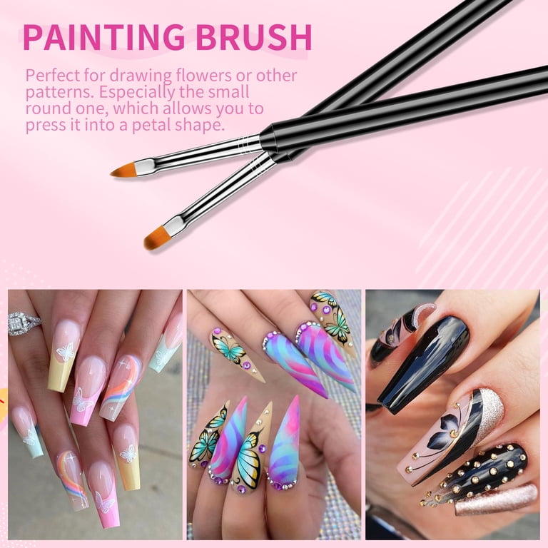Saviland 6pcs Double-End Nail Art Brushes Set, Nylon Hair, Dotting