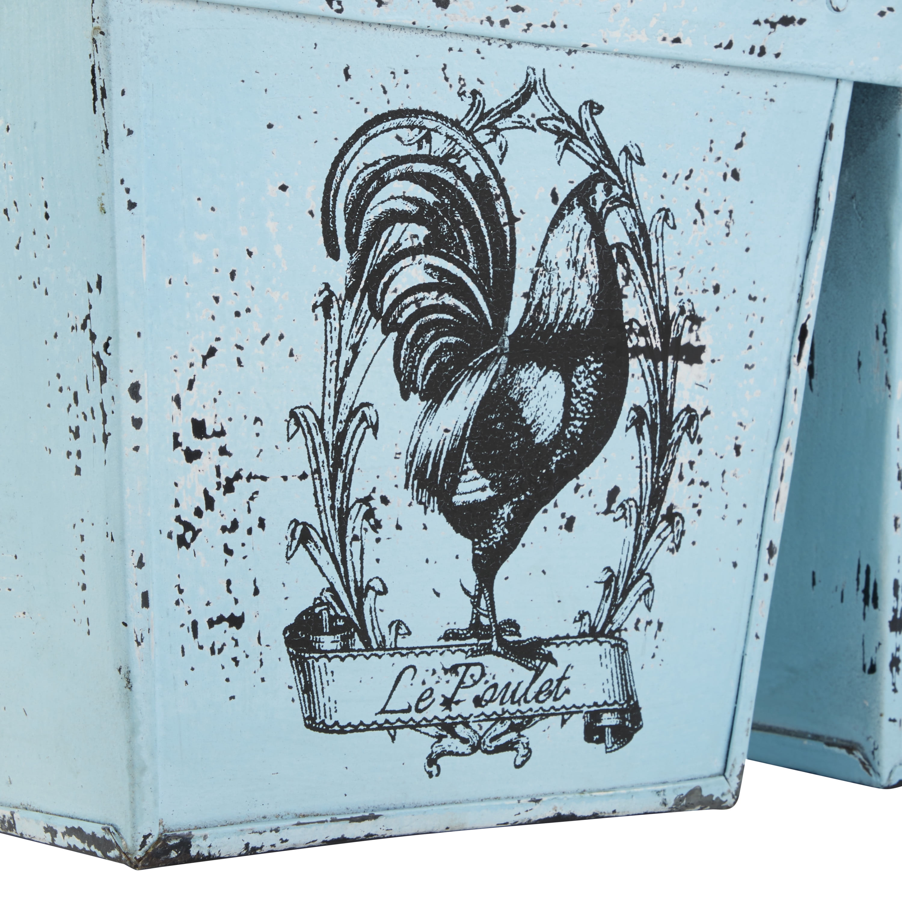DecMode 23" x 11" Light Blue Metal Vintage Planter, 1 - Piece
