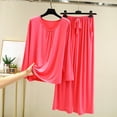 thumbnail image 2 of BOVXNPU Pajama Set For Women Women Solid Summer Lightweight Round-Neck Long-Sleeved Long Pants Home Attire Set Of 2 Pieces Women Sleepwear, 2 of 7