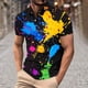 thumbnail image 1 of Blusa y camisa de manga corta con cuello vuelto para hombre, blusa de manga larga con solapa y botones estampados, blusa de poliéster para hombre, 1 of 5
