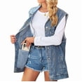 thumbnail image 2 of Chaleco Vaquero para Mujer, de Gran Tamaño, Sin Mangas, con Botones y Chaqueta Vaquera Azul XL, 2 of 10
