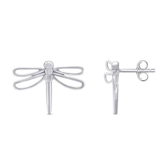 AFFY 14K White Gold Over Sterling Silver Fashion Dragonfly Stud Earrings
