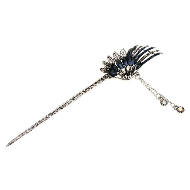 Palillos chinos Retro Salvador para cabello con borlas Azul