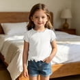 thumbnail image 2 of Girls T Shirts Summer Tops Short Sleeves Solid Color Tees Casual Crew Neck Basic Tees for Kids back to school, 2 of 7