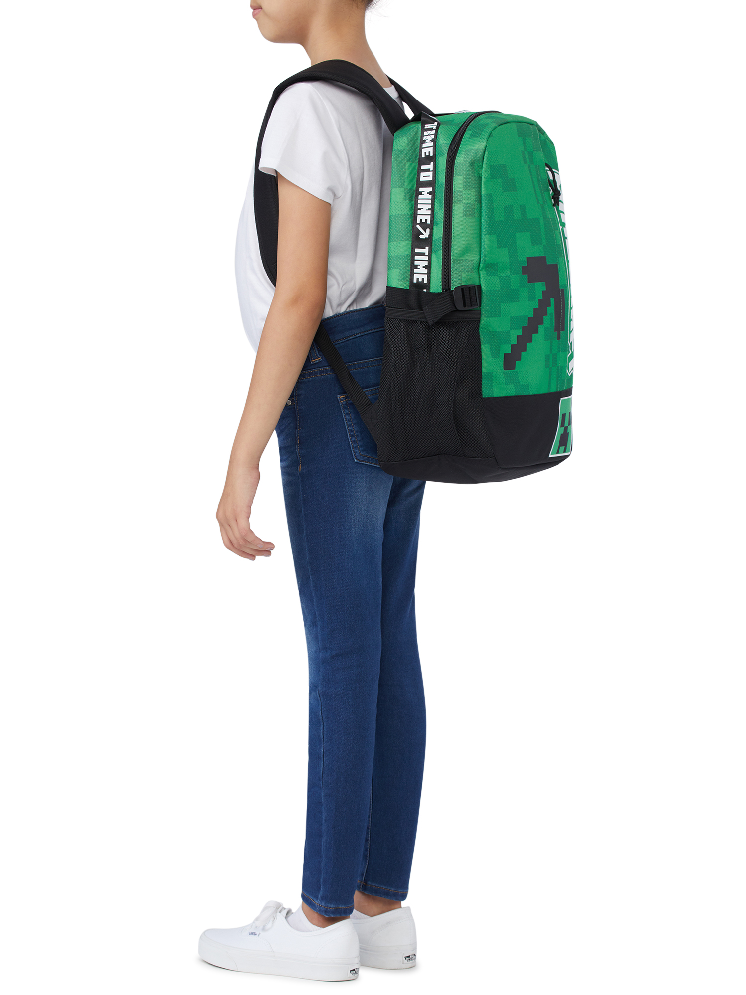 Minecraft Pickaxe Creeper Unisex 18" Laptop Backpack, Green Black - image 5 of 5