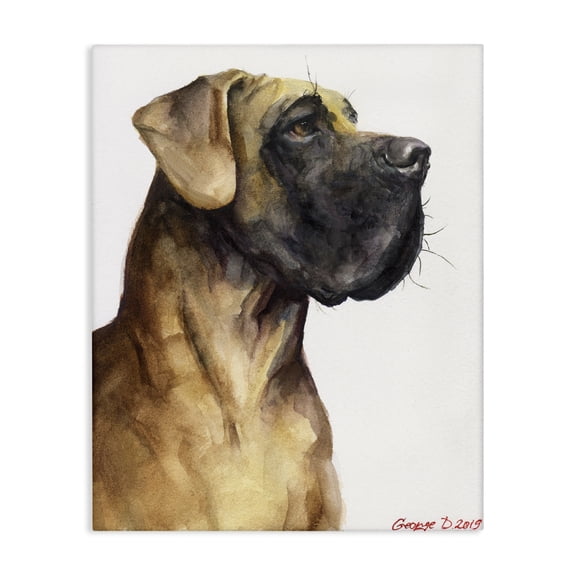 Stupell Industries Farmhouse Great Dane Pet Dog Portrait Strong Pose Canvas Art, 16 x 20, by George Dyachenko
